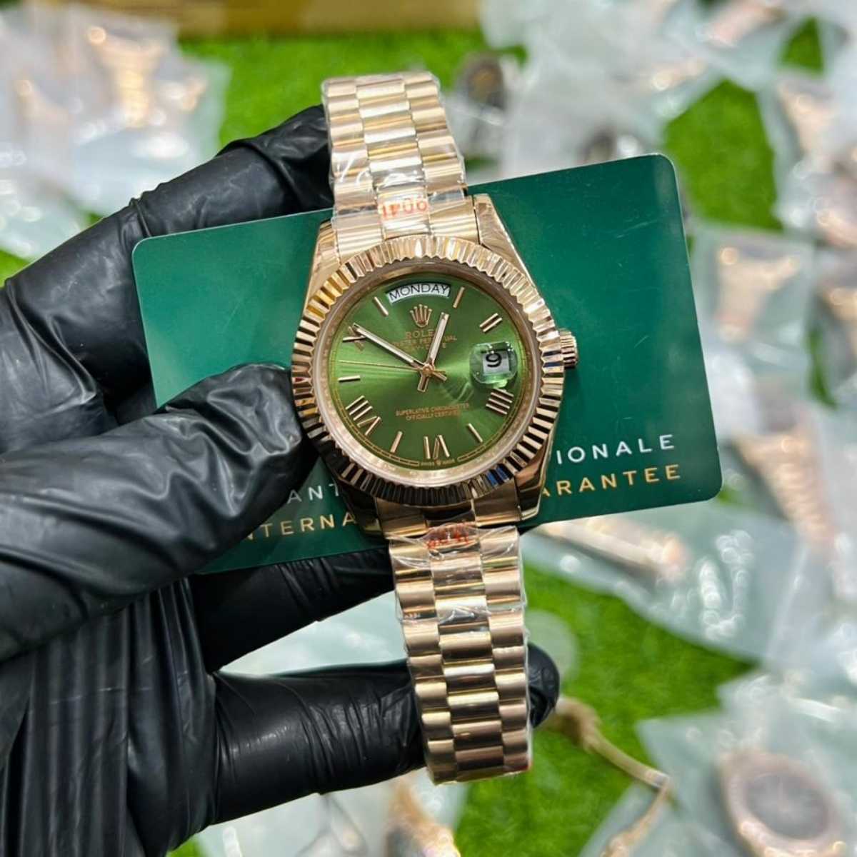 Rolex Day-Date|Rose Gold|Green Dial|