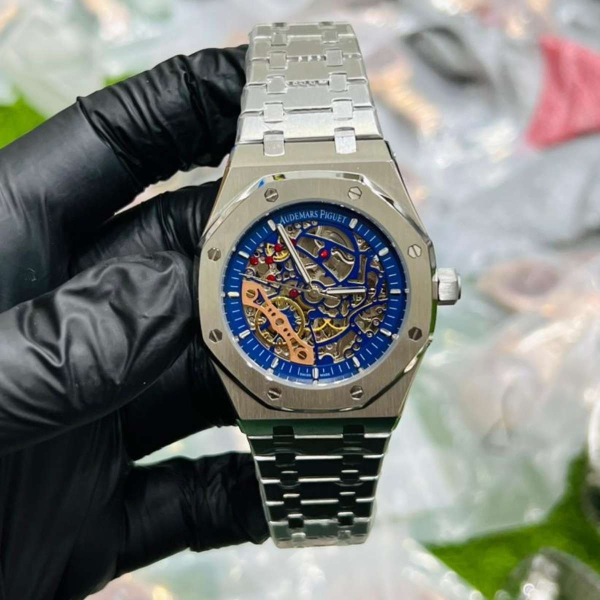AP Skeleton|Silver Chain|Blue Dial|
