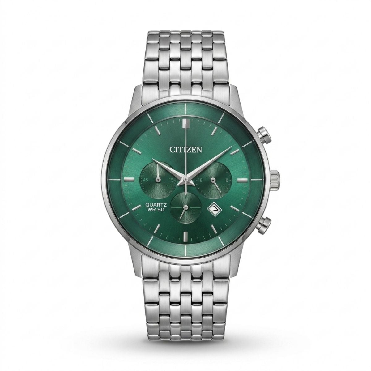 Citizen Classic Quartz Chronograph Green Dial Silver Men's Watch AN8220-52X