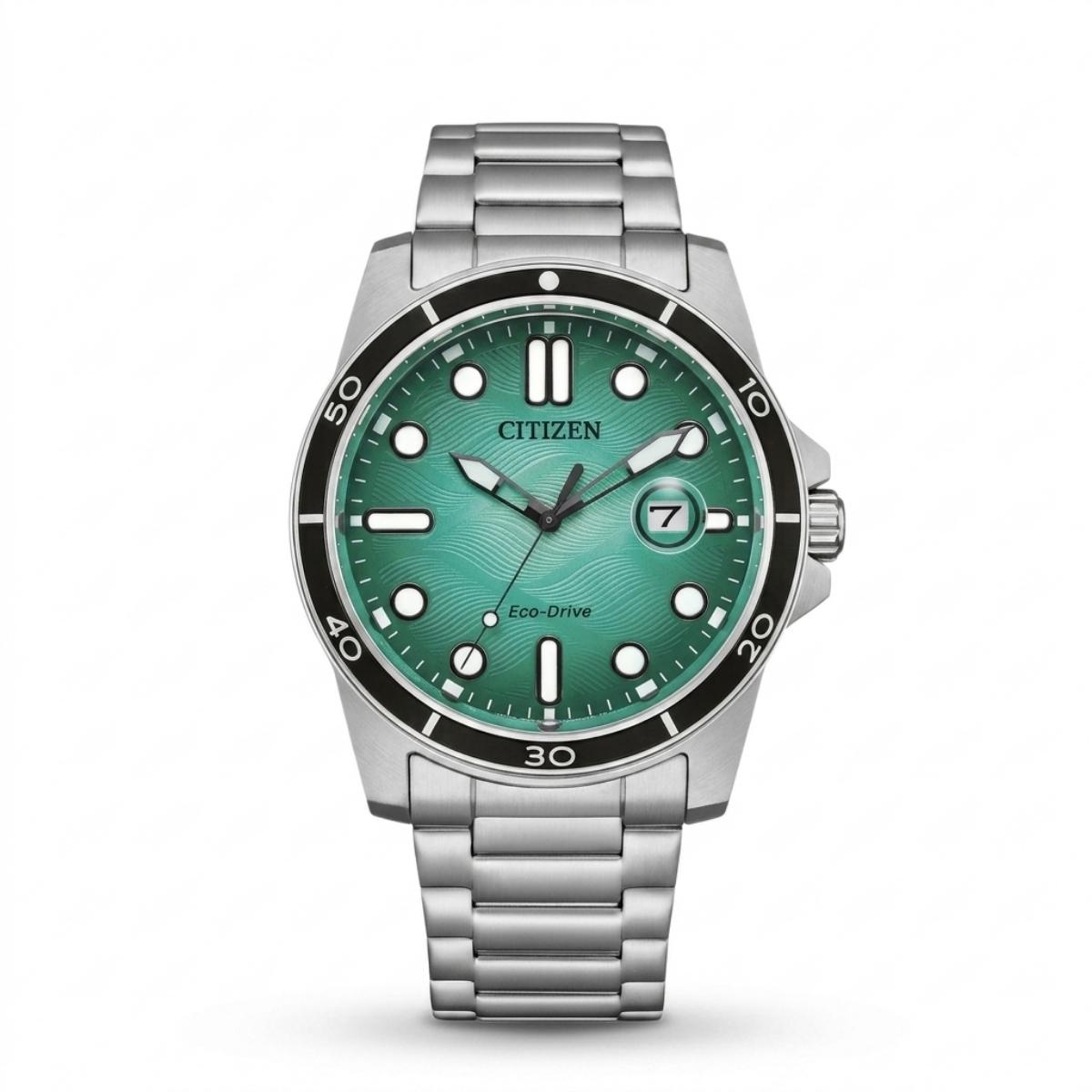 Citizen Eco-Drive Marine Green Wave Dial Men's Watch AW1760-81W