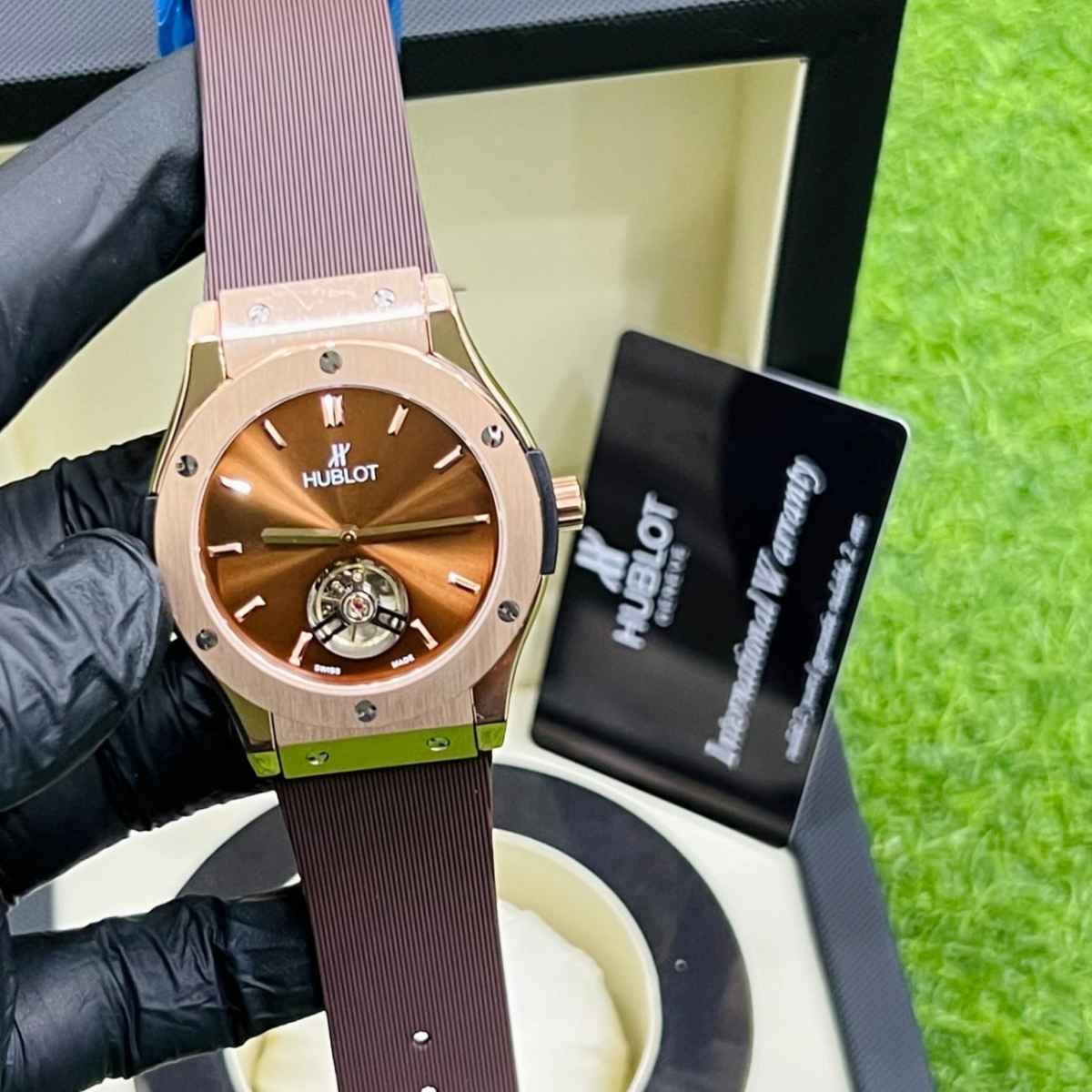 Hublot Auto|Rose Case|Brown Strap|Brown Dial|
