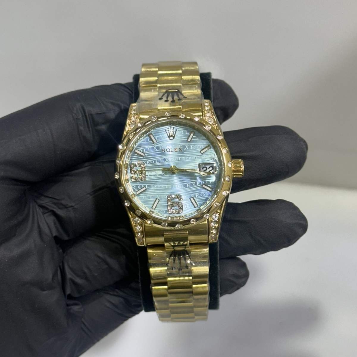 Rolex Womens Gold Body Blue Dial