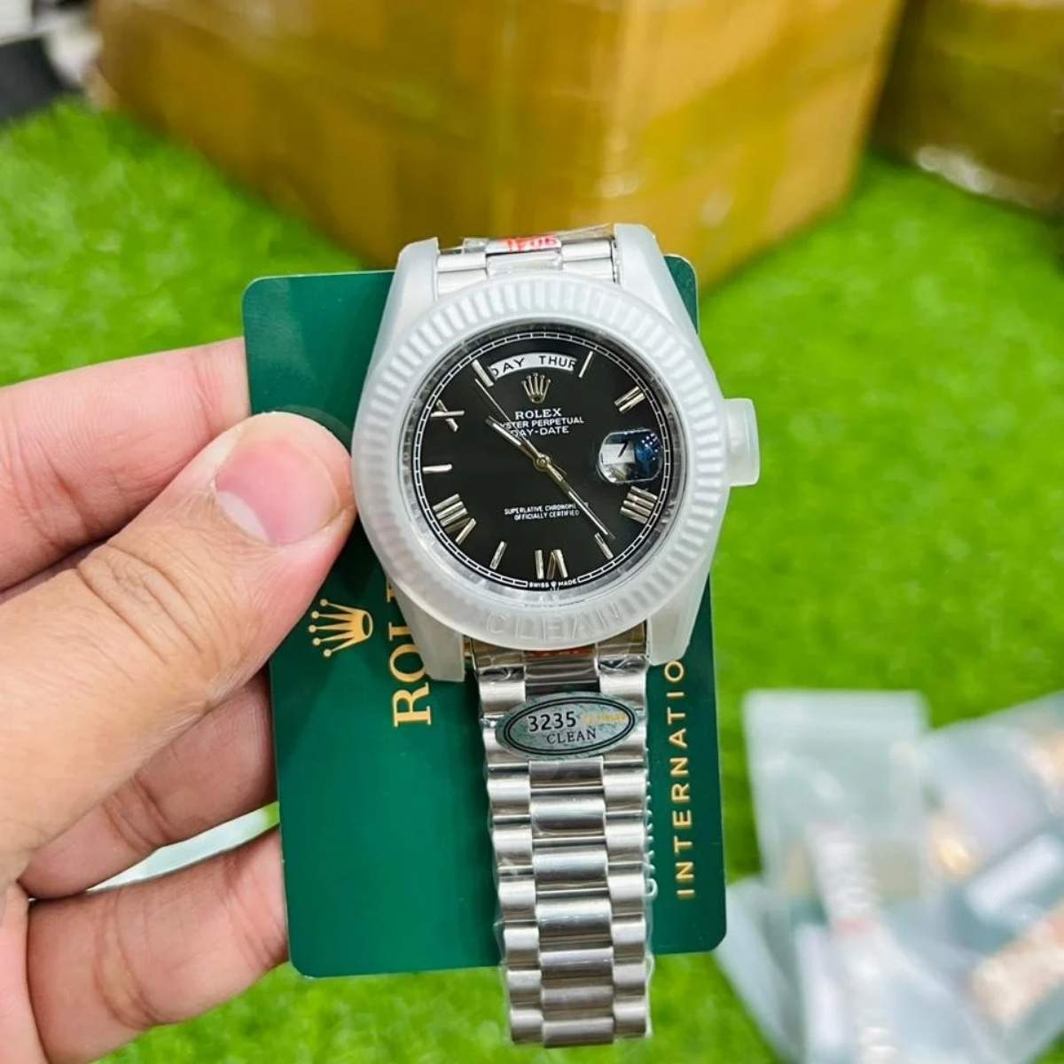 Rolex Day-Date|Flashing Black Dial|