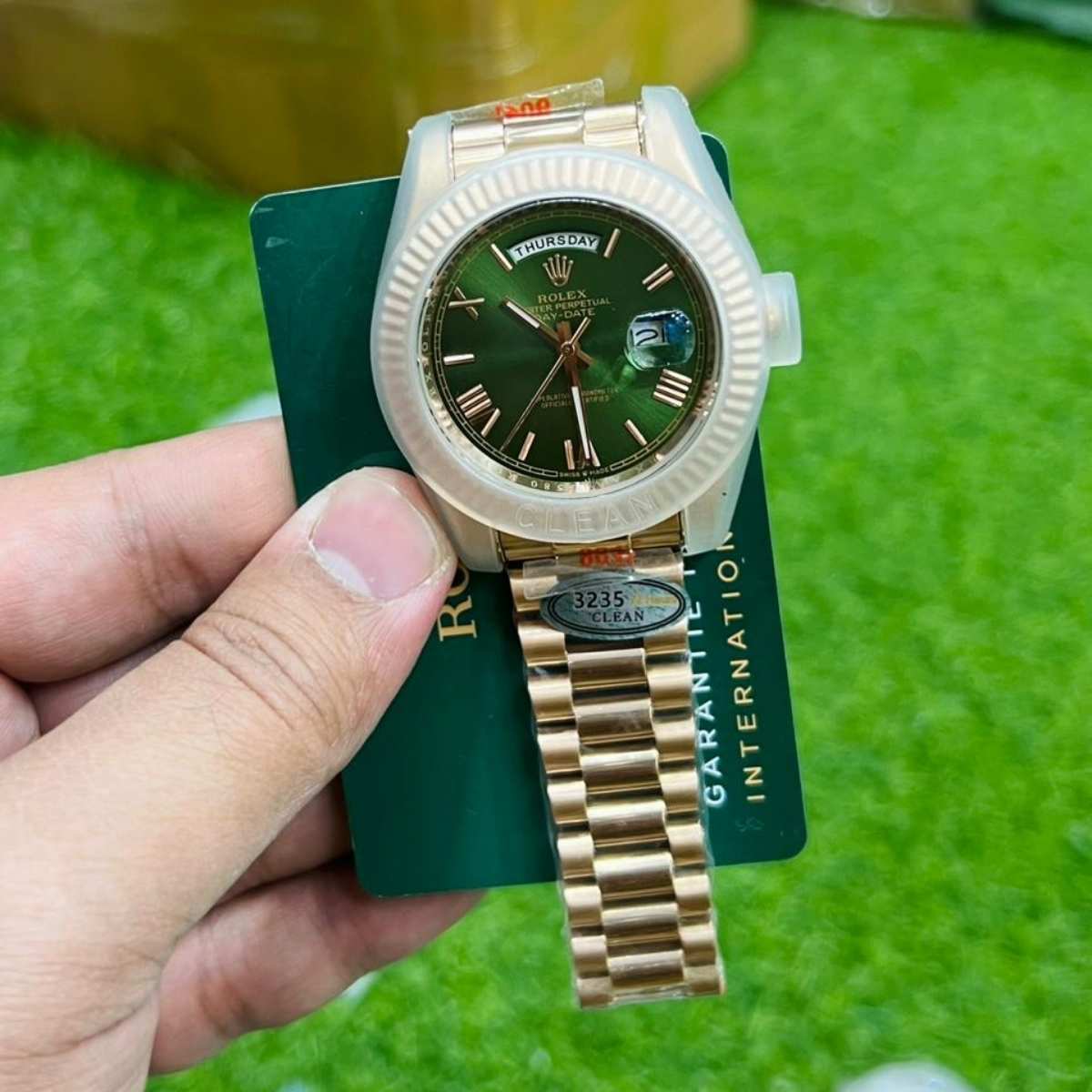 Rolex Day-Date|Silver Body|Green Dial|