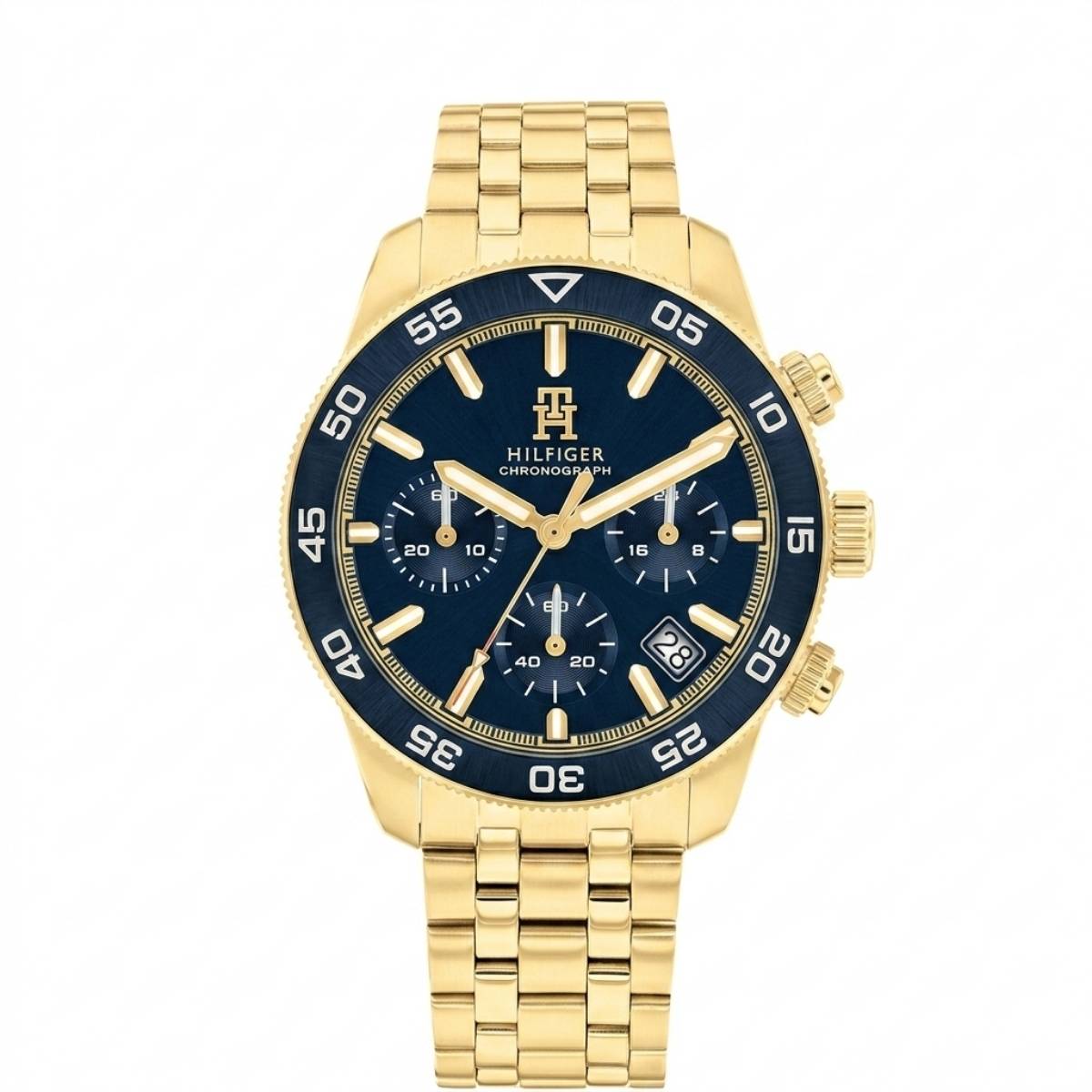 Tommy Hilfiger Decker Men's Navy Blue Dial Gold-Tone Watch 1791562