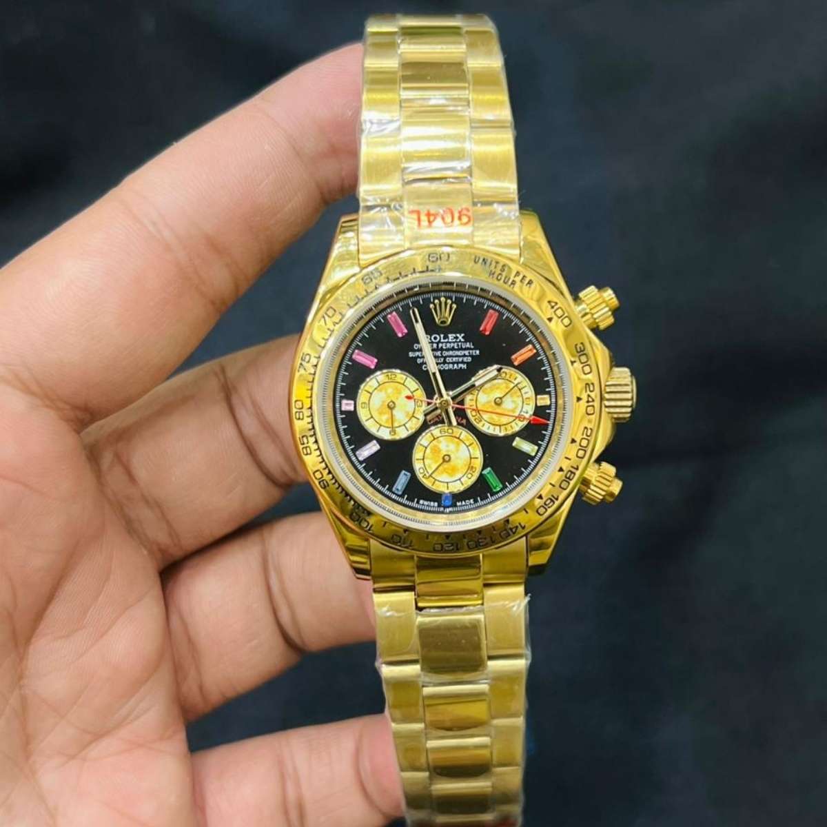 Rolex Daytona|Rose Gold|Black Dial|Rainbow Model|