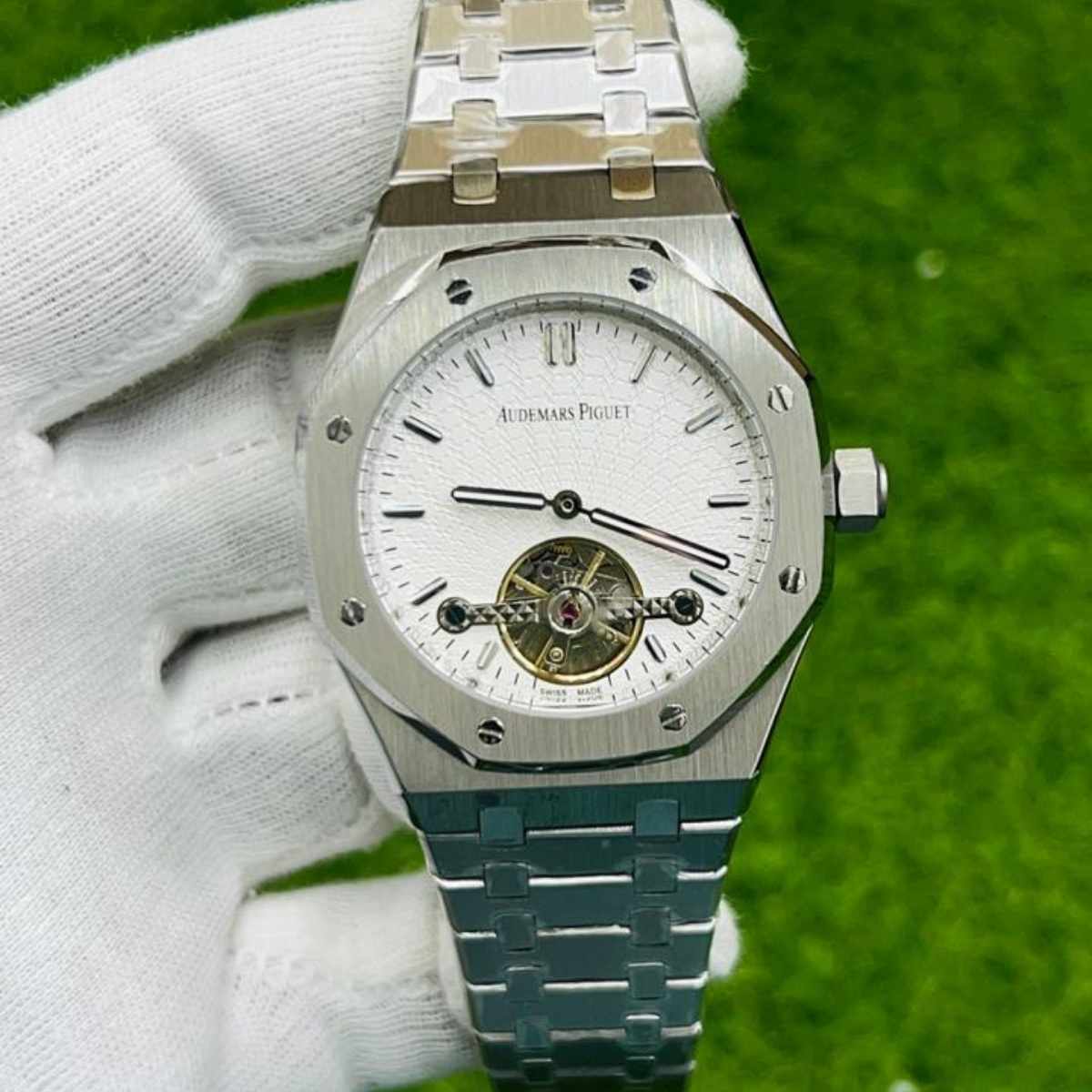 AP|Open Heart Model|Silver Chain|White Dial