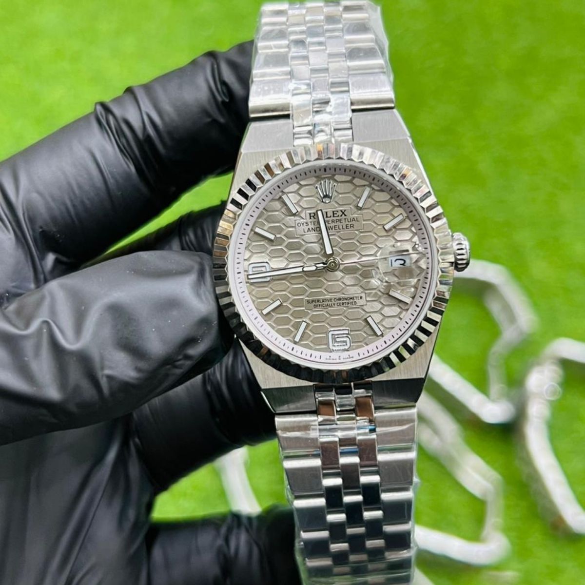 Rolex Land-Dweller|Silver Chain|Grey Dial|