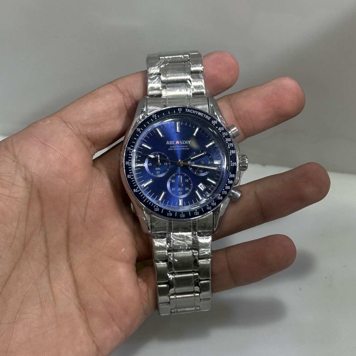 Original watch Chronograph Stainless Steel Black Bezel Waterproof