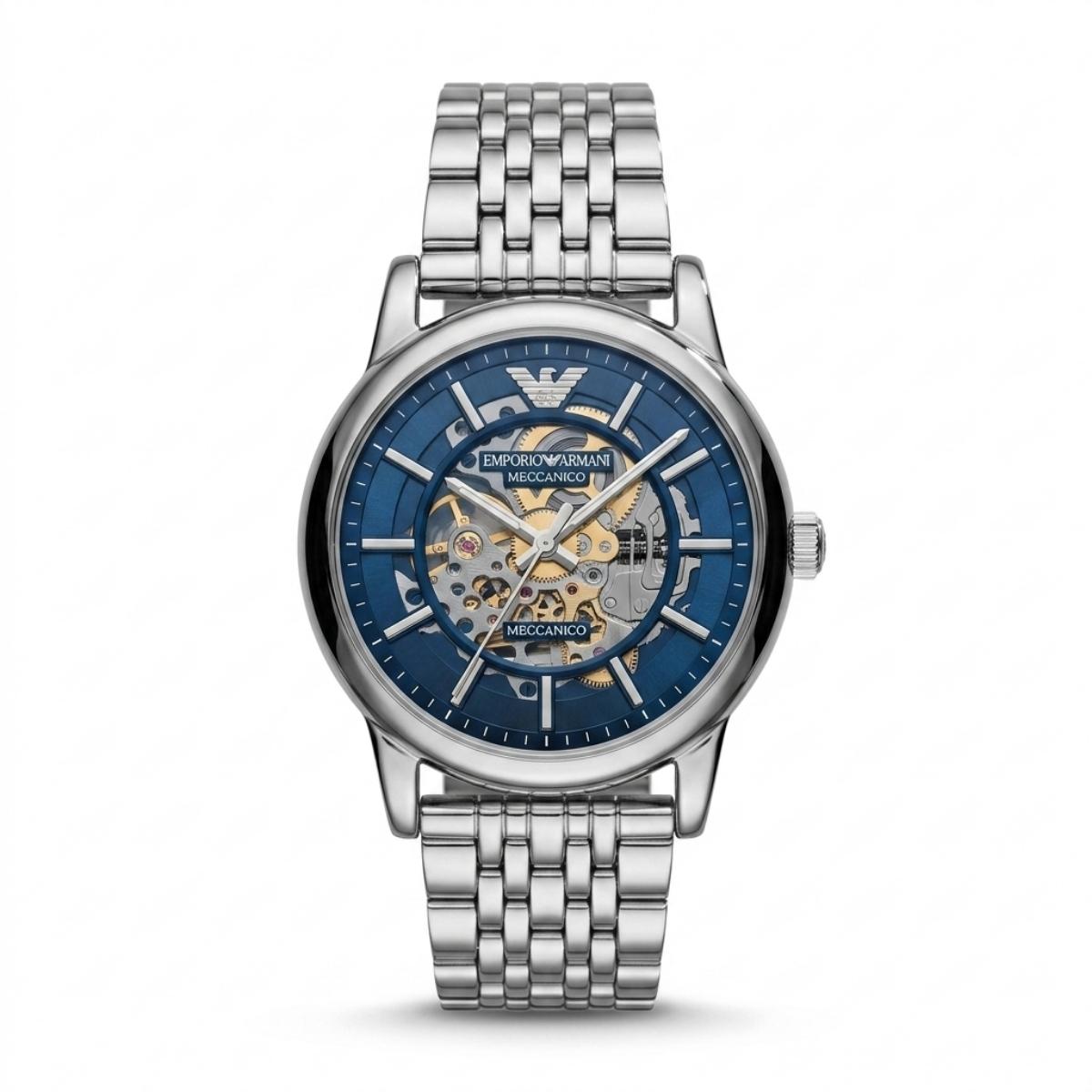 Emporio Armani Automatic Skeleton Blue Dial Men's Watch|AR60052
