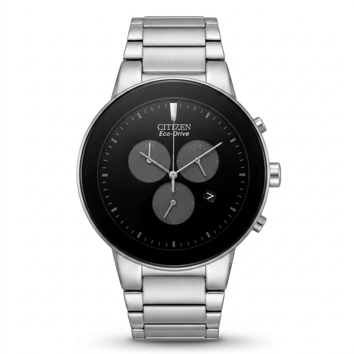 Citizen Eco-Drive Chronograph Black Dial Stainless Steel Men's Watch AT2130-83E