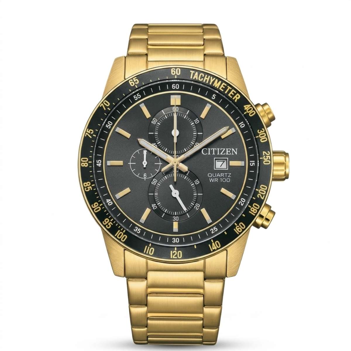 Citizen Quartz Chronograph Gold-Tone Black Dial Men's Watch AN3682-54E