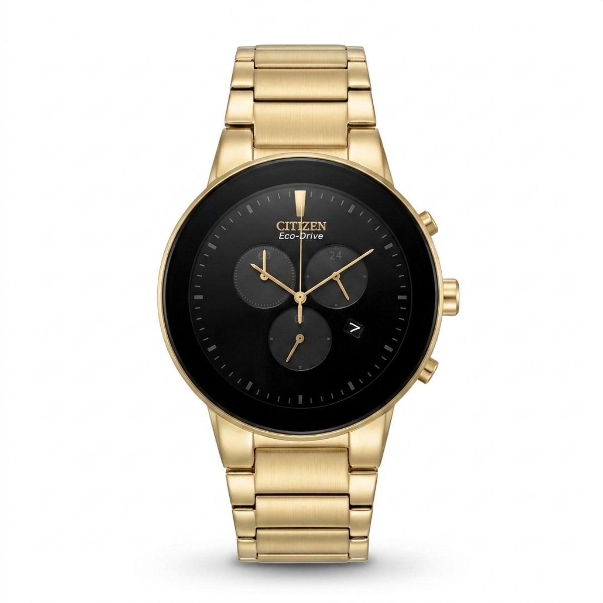 Citizen Eco-Drive Chronograph Black Dial Gold-Tone Men's Watch AT2132-53E