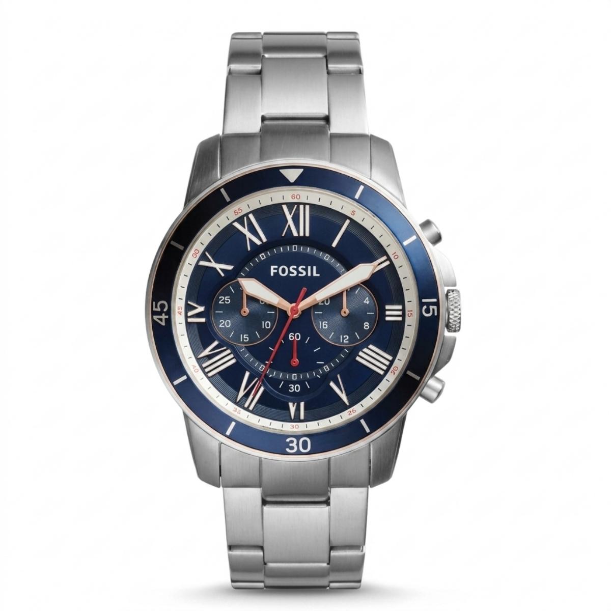 Fossil Grant Men's Chronograph Blue Sunray Dial Watch FS5238