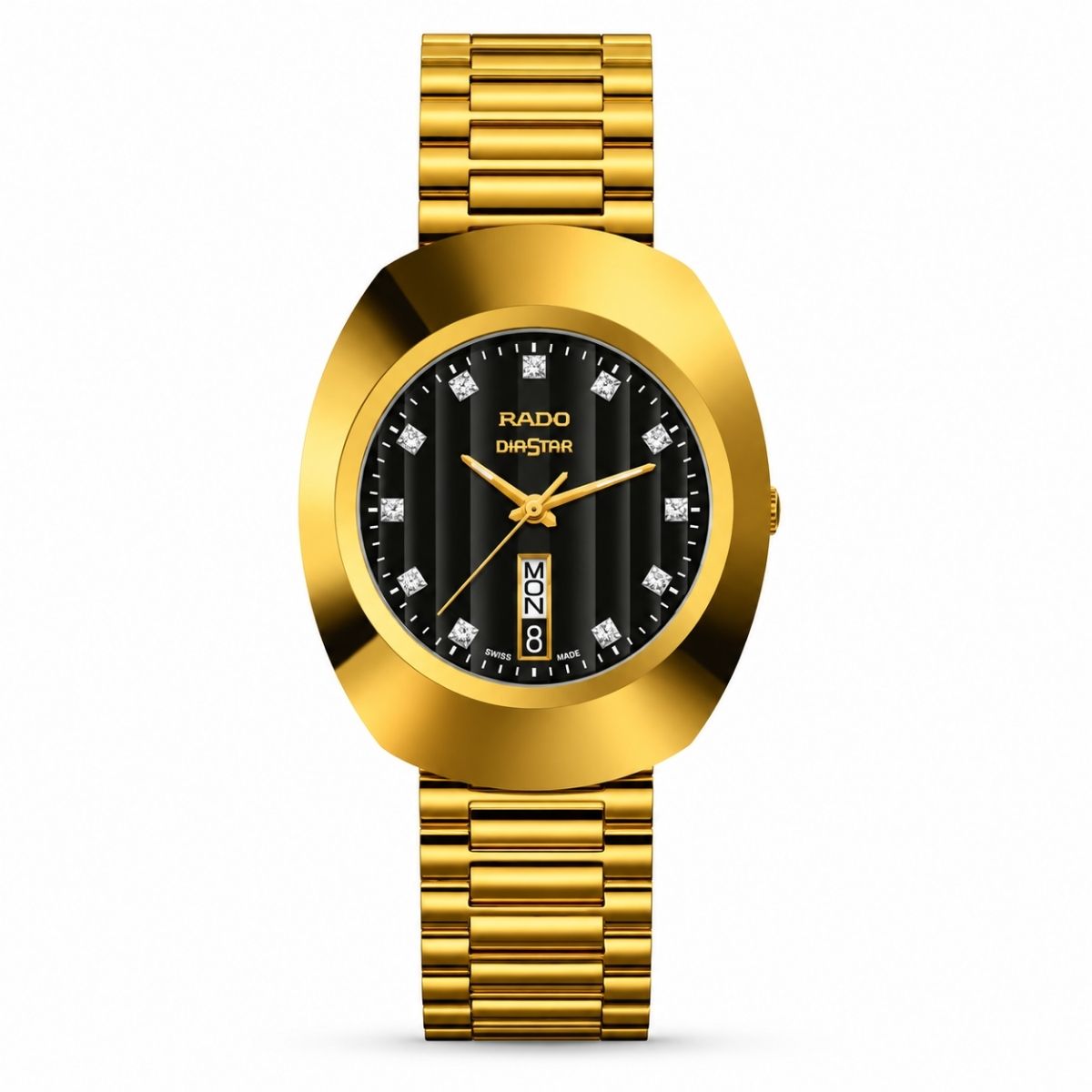 Rado DiaStar Original Black Diamond Dial Automatic Gold Men's Watch