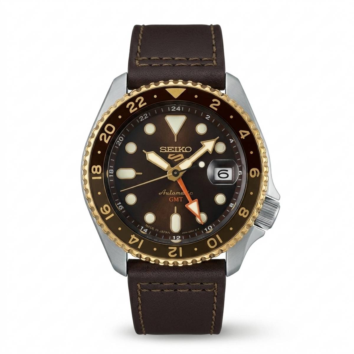 Seiko 5 Sports GMT "Mocha" Two-Tone Automatic Watch SSK036K1